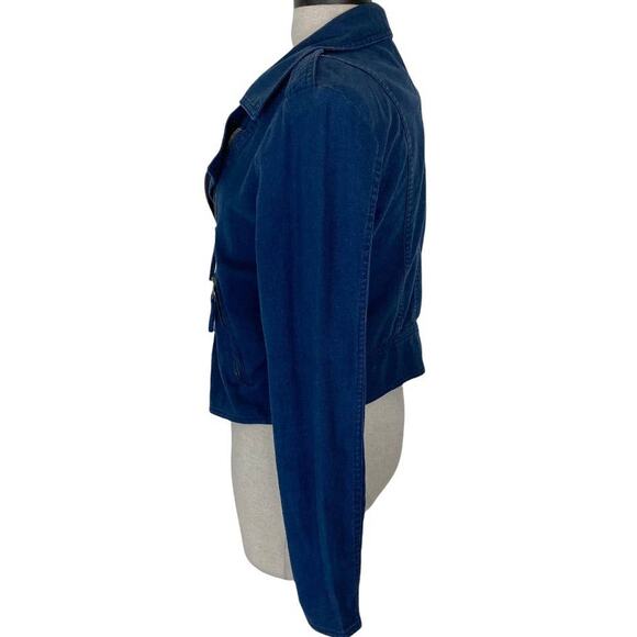 Lucky Brand linen utility jacket, women's blue size medium, zip front - Picture 5 of 9